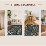 Ultra Soft Area Rug, Non Slip, Stain Resistant, Washable Area Rugs for Living Room, Bedroom, Boho Botanical Non-Slip Living Room(Black) - ODIKA