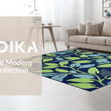 Artistic Navy Green Floral Fusion(Blue)