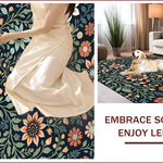 Ultra Soft Area Rug, Non Slip, Stain Resistant, Washable Area Rugs for Living Room, Bedroom, Boho Botanical Non-Slip Living Room(Black) - ODIKA