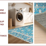 Rustic High Low Damask Aesthetic(Blue)