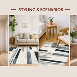 Abstract Black and White Stripe Area(Beige)