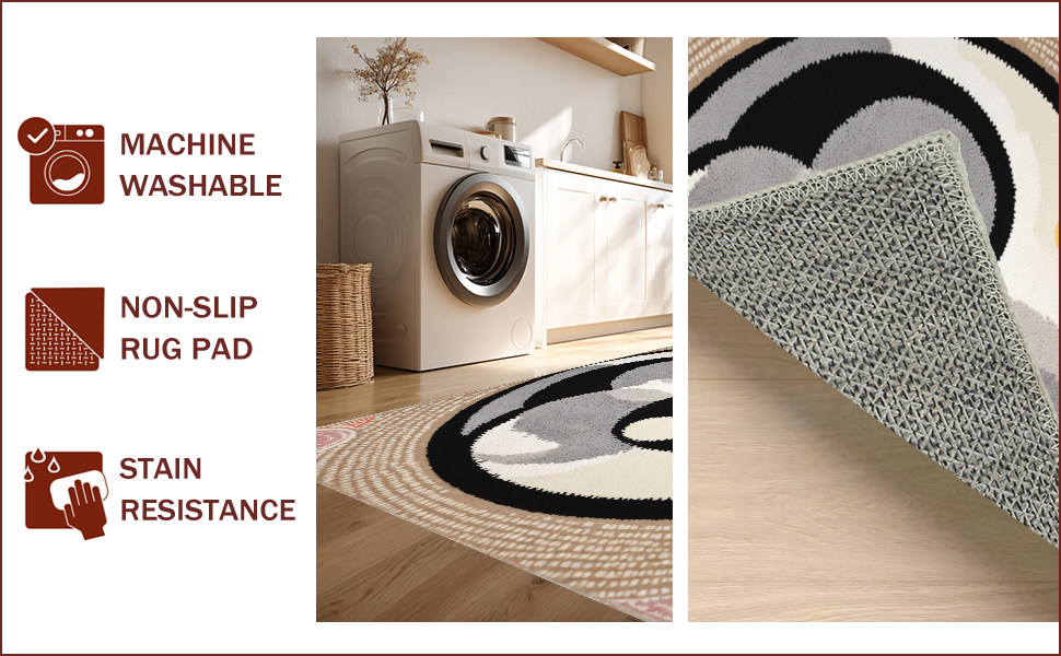 Ultra Soft Area Rug, Non Slip, Stain Resistant, Washable Area Rugs for Living Room, Bedroom, yin yang happy face(Gray) - ODIKA