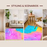 Dreamy Colorful Curved Lines(Blue)