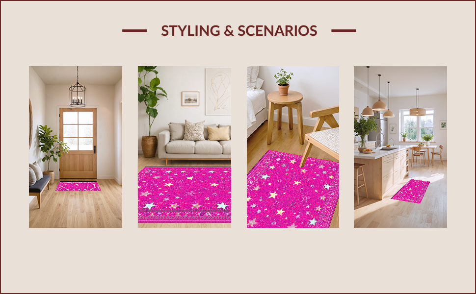 Ultra Soft Area Rug, Non Slip, Stain Resistant, Washable Area Rugs for Living Room, Bedroom, Preppy Pink Cowgirl Entryway Mat(Pink) - ODIKA