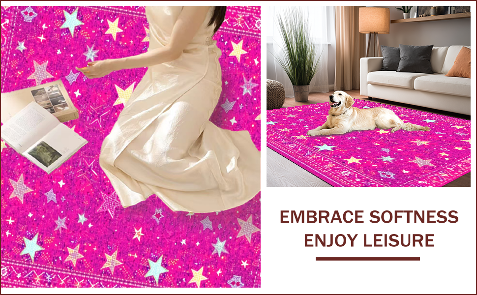 Ultra Soft Area Rug, Non Slip, Stain Resistant, Washable Area Rugs for Living Room, Bedroom, Preppy Pink Cowgirl Entryway Mat(Pink) - ODIKA