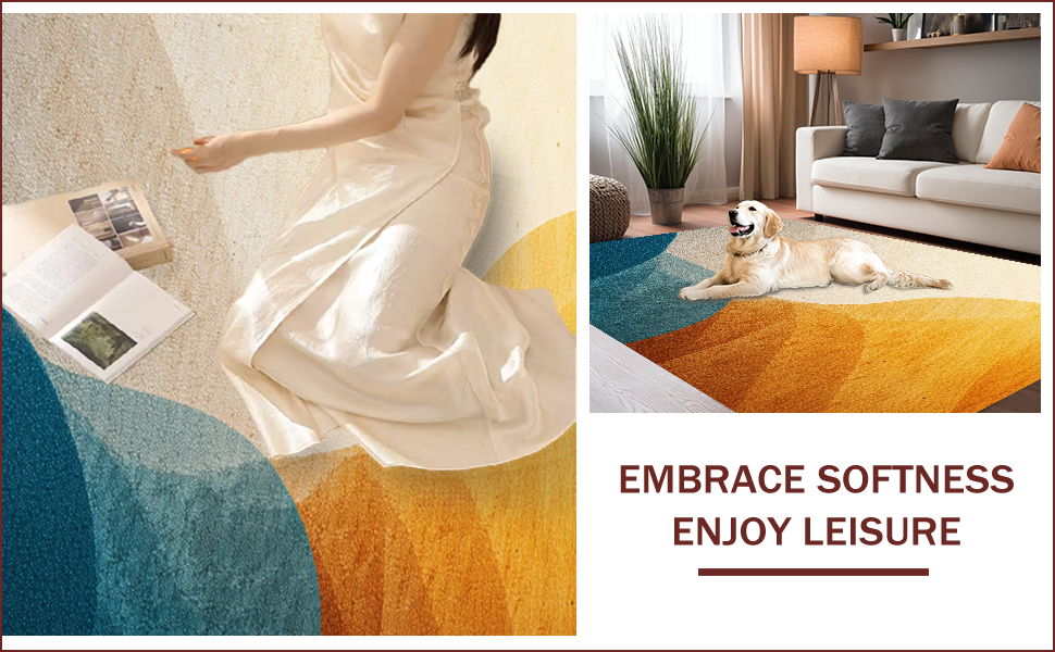 Ultra Soft Area Rug, Non Slip, Stain Resistant, Washable Area Rugs for Living Room, Bedroom, Viscose Fabric Plush(Beige) - ODIKA