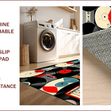 Round Vinyl Record Floor Mat Decor(Black)