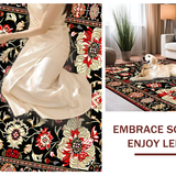 Vivid Flower Motif with Gold Accents(Black)
