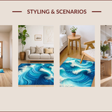 Ocean Blue Waves Non Slip Mat(Blue)