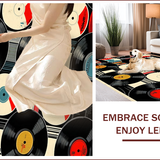 Round Vinyl Record Floor Mat Decor(Black)