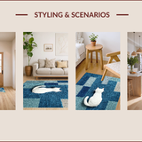 Microfiber Bath Mat with Playful Cat Design(Blue)