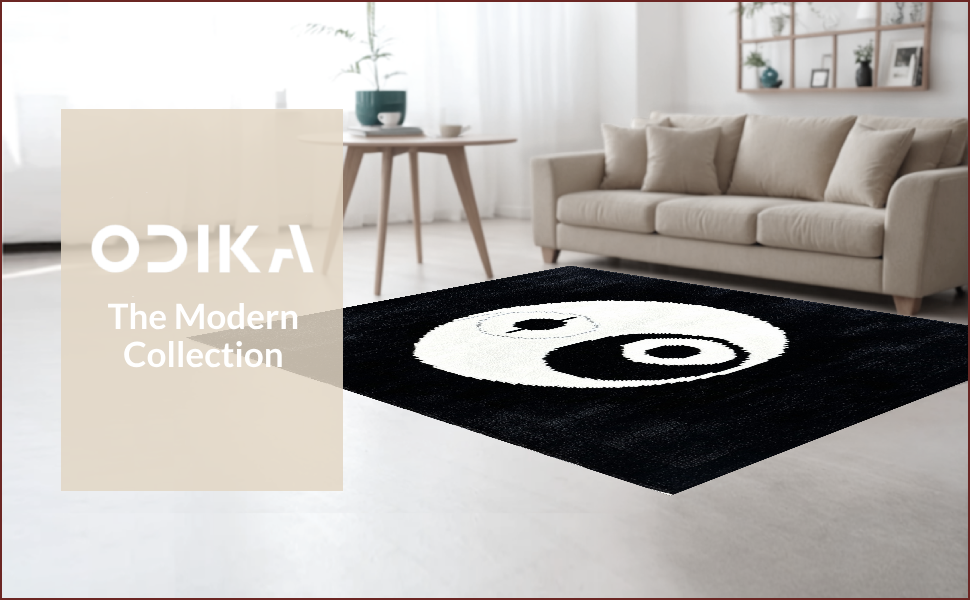 Ultra Soft Area Rug, Non Slip, Stain Resistant, Washable Area Rugs for Living Room, Bedroom, Soft Black and White Yoga Mat(Black) - ODIKA