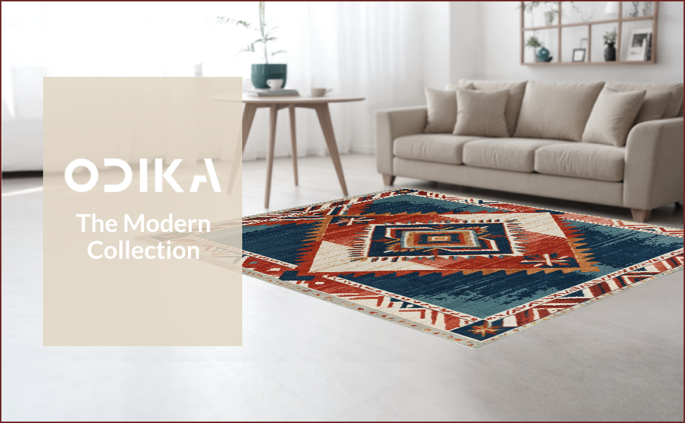 Ultra Soft Area Rug, Non Slip, Stain Resistant, Washable Area Rugs for Living Room, Bedroom, Soft Vintage Southwestern Reading Nook(Red) - ODIKA