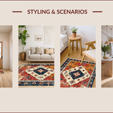 Traditional Blue Easy Clean Patterned Area(Red)