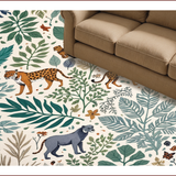 Ultra Soft Area Rug, Non Slip, Stain Resistant, Washable Area Rugs for Living Room, Bedroom, Soft Modern Jungle Print Nursery Rug(Ivory) - ODIKA