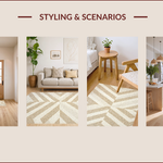 Ultra Soft Area Rug, Non Slip, Stain Resistant, Washable Area Rugs for Living Room, Bedroom, Handmade Chevron Wool(Beige) - ODIKA