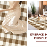 Classic Checkered Dorm Room High Pile Area(Beige)