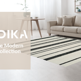 Minimalist Striped Weave with Crisp Black and White Horizontal Lines(Beige)