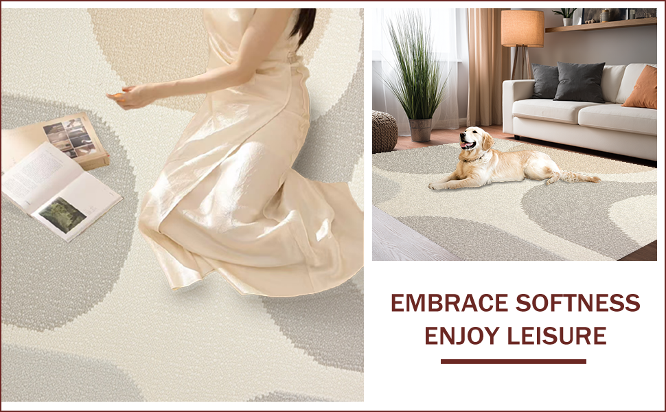 Ultra Soft Area Rug, Non Slip, Stain Resistant, Washable Area Rugs for Living Room, Bedroom, Modern Ivory Handmade Wool Living Room(Beige) - ODIKA