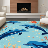 Modern Blue and Coral Fusion(Blue)
