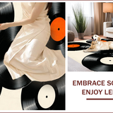 Retro Vinyl Record Patio Wear Resistant Area Mat(Black)
