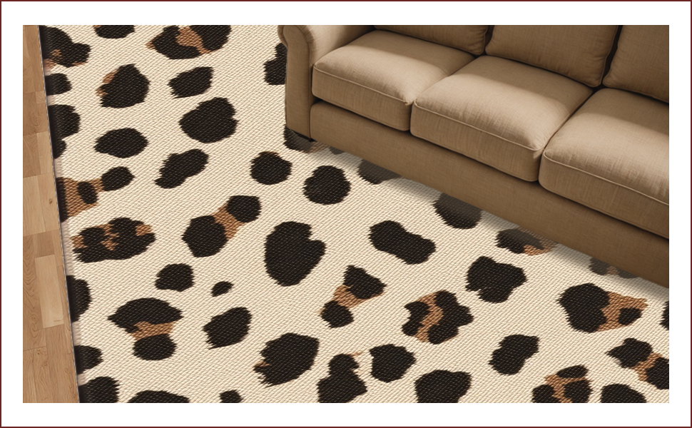 Ultra Soft Area Rug, Non Slip, Stain Resistant, Washable Area Rugs for Living Room, Bedroom, Modern Beige Leopard Print Plush Rug(Beige) - ODIKA