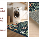 Ultra Soft Area Rug, Non Slip, Stain Resistant, Washable Area Rugs for Living Room, Bedroom, Boho Botanical Non-Slip Dining Room(Black) - ODIKA