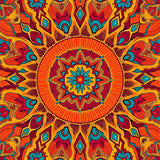 Vibrant Kaleidoscope Design with Multi Hued Floral(Orange)