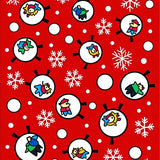 Holiday Snowball Fight Scene Festive with Playful Characters(Red)