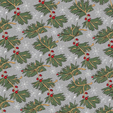 Festive Pine Wreath Motif with Berries and Delicate Snowflake Accents(Green)