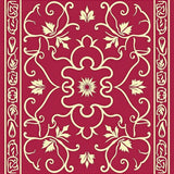 Acorn Vine Motif with Elegant Oak Leaf Detailing and Classic Scrollwork(Red)