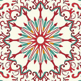 Boho Sunburst Design with Twisting Leaf Motifs(Red)