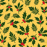 Festive Holly Branch with Berries Accent Floor Covering(Yellow)