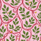 Mistletoe Cluster with Ribbon Swirls and Festive Bauble Detailing Arc Shape(Pink)