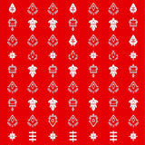 Merry Mosaic with Interwoven Plaid and Stylized Holiday Symbols(Red)
