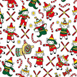 Whimsical Christmas Cat Parade With Sparkling Ornament Details(Red)