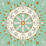 Festive Leaf Medallion with Interlocking Boho Motifs and Vintage Flourishes(Teal)