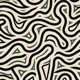 Wave Motif Featuring Dark Green and Black Contrast(Ivory)