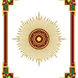 Art Sunburst with Interlocking Festive Scrolls and Abstract Festoon Detailing(Gold)