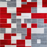 Waterproof Patio Rug Red with Anthracite Accents(Red)