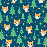 Whimsical Cat and Pine Tree with Twinkling Ornament(Blue)