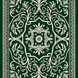 Damask Flourish Area Elegant Scrollwork(Green)