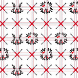 Modern Plaid With Abstract Holiday Laurel Accents(Red)