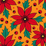 Poinsettia Blossom Mosaic with Holly Leaf Detailing Christmas(Orange)