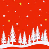 Classic Winter Pine Forest with Stylized Trees and Drifting Snow Motifs(Red)