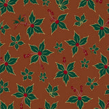 Christmas Holly Leaf Area Festive Botanical Print(Brown)