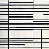 Minimalist Black and White Linear Runner with Bold Contrast Stripes(Beige)