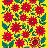 Poinsettia Floral Motif Seasonal Celebration Boho Style Decorative Art(Yellow)