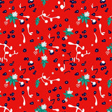 Scandinavian Winter Forest with Delicate Spruce and Berry Accents(Red)