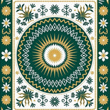 Festive Winter Botanicals Interlocking Starburst Design(Green)